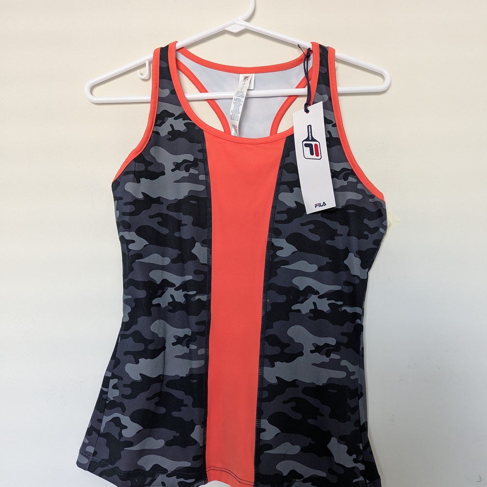 Fila Women's Tank Top - Black and Orange Camouflage